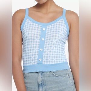 Sweet Society Baby Blue Gingham Sweater Tank Top